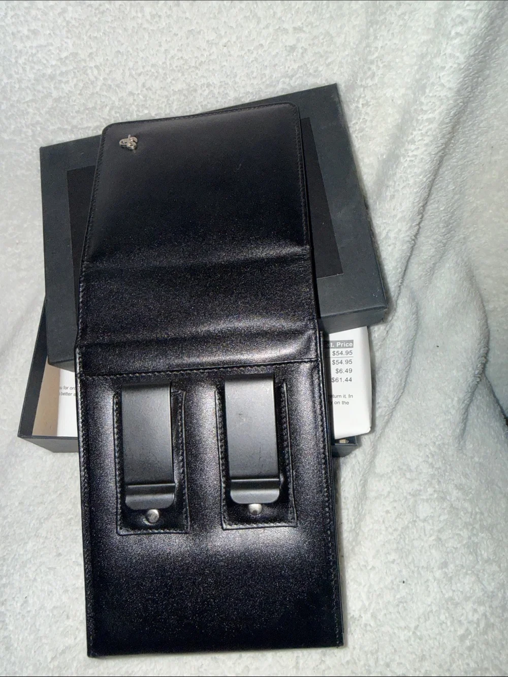 Black Leather Gun Holster with Belt Clip